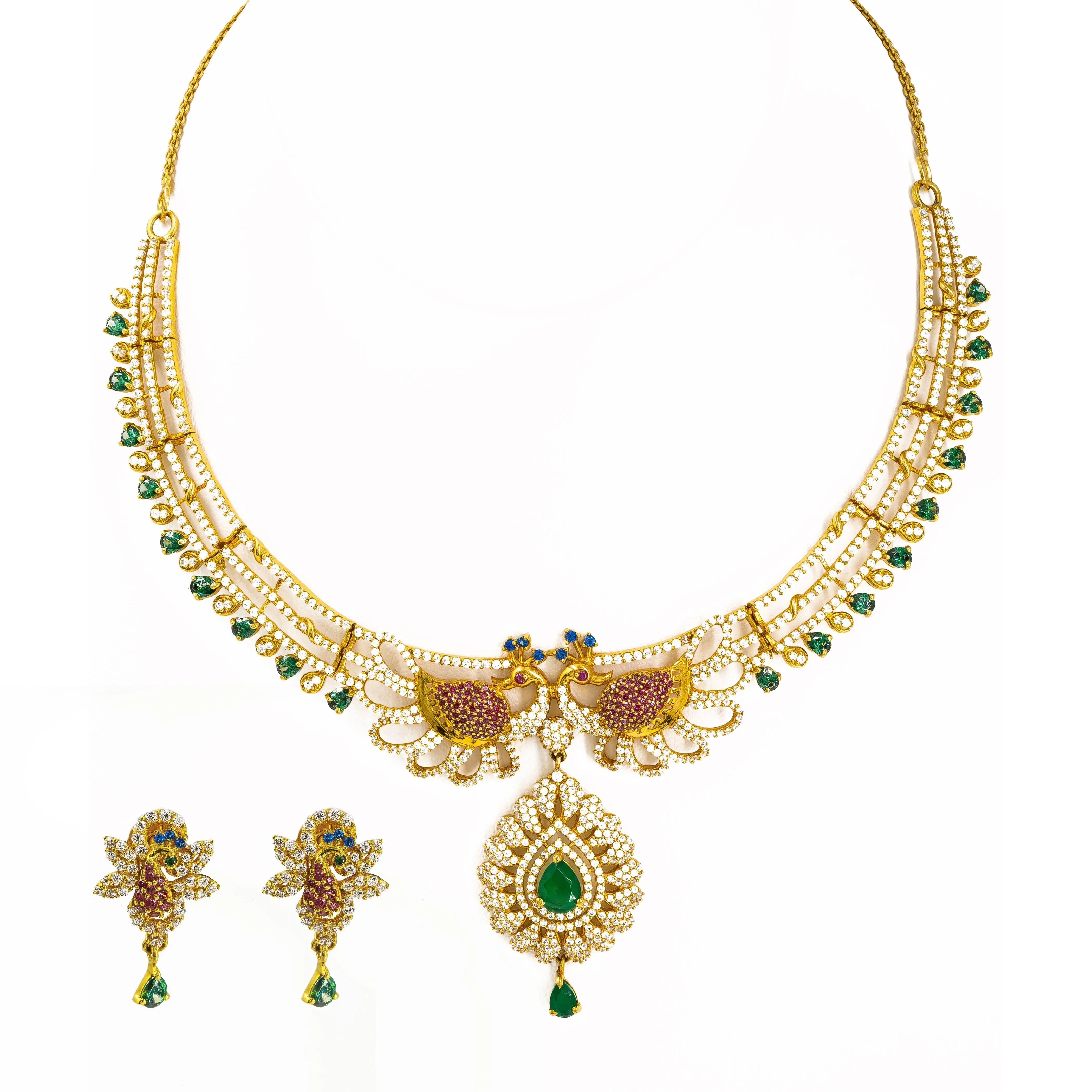 22K Gold Necklace and Earrings Set