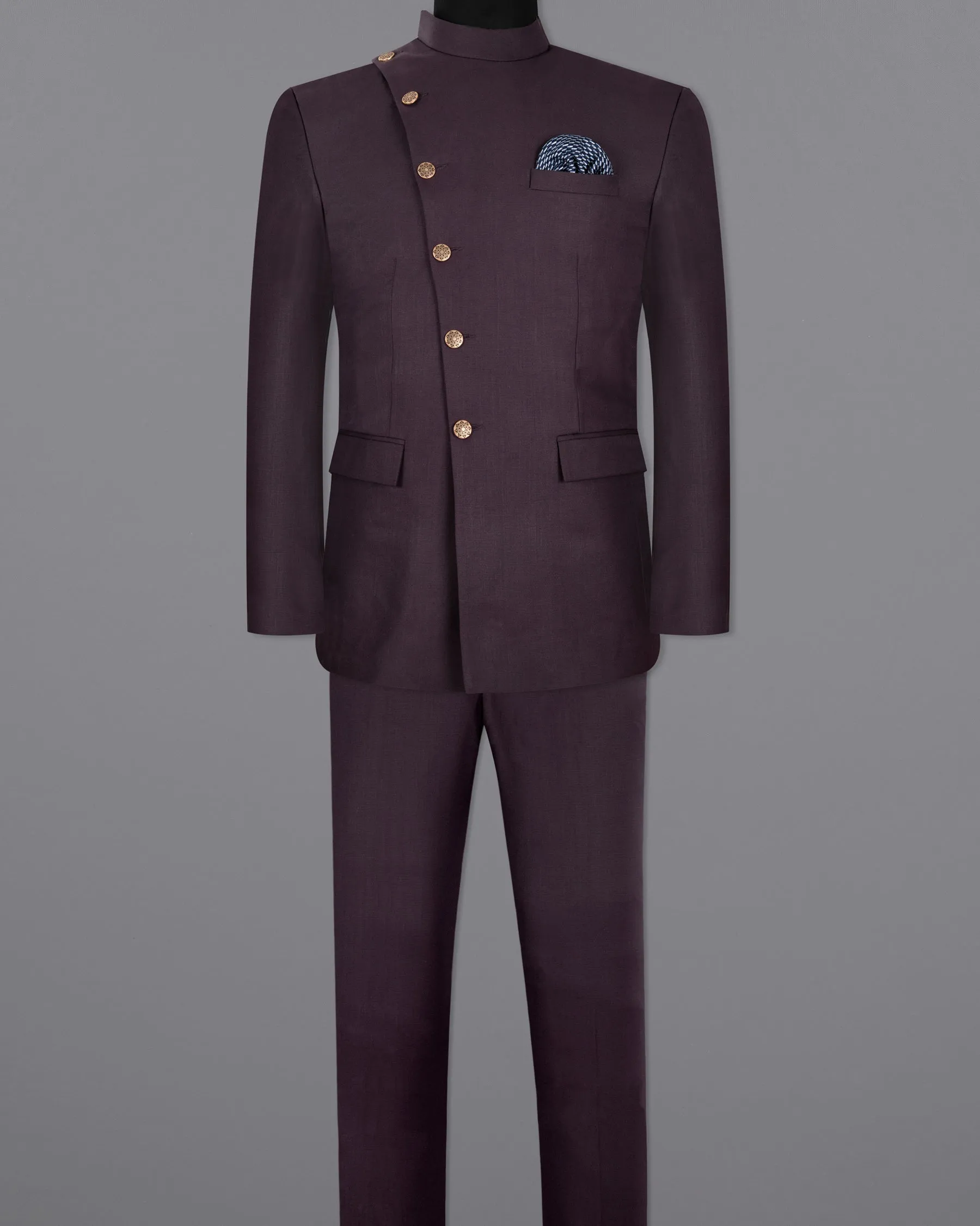 Barossa Cross Placket  Bandhgala/Mandarin Wool Rich Suit
