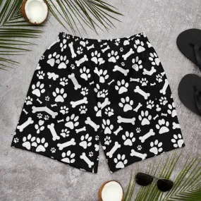 Black and White Paws All-Over Print Unisex Athletic Long Shorts