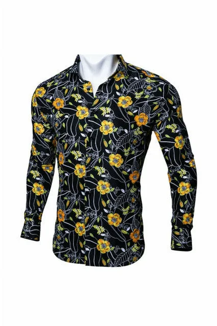 Black Paisley Silk Shirts