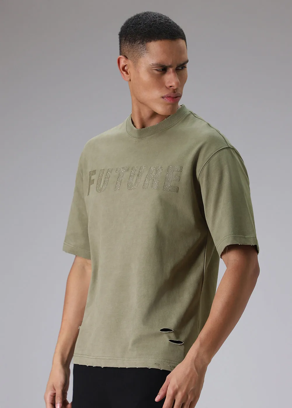 Brush Wash Tan Oversized T-shirt
