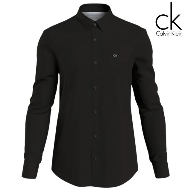 Calvin Klein Stretch Poplin Black Shirt Black
