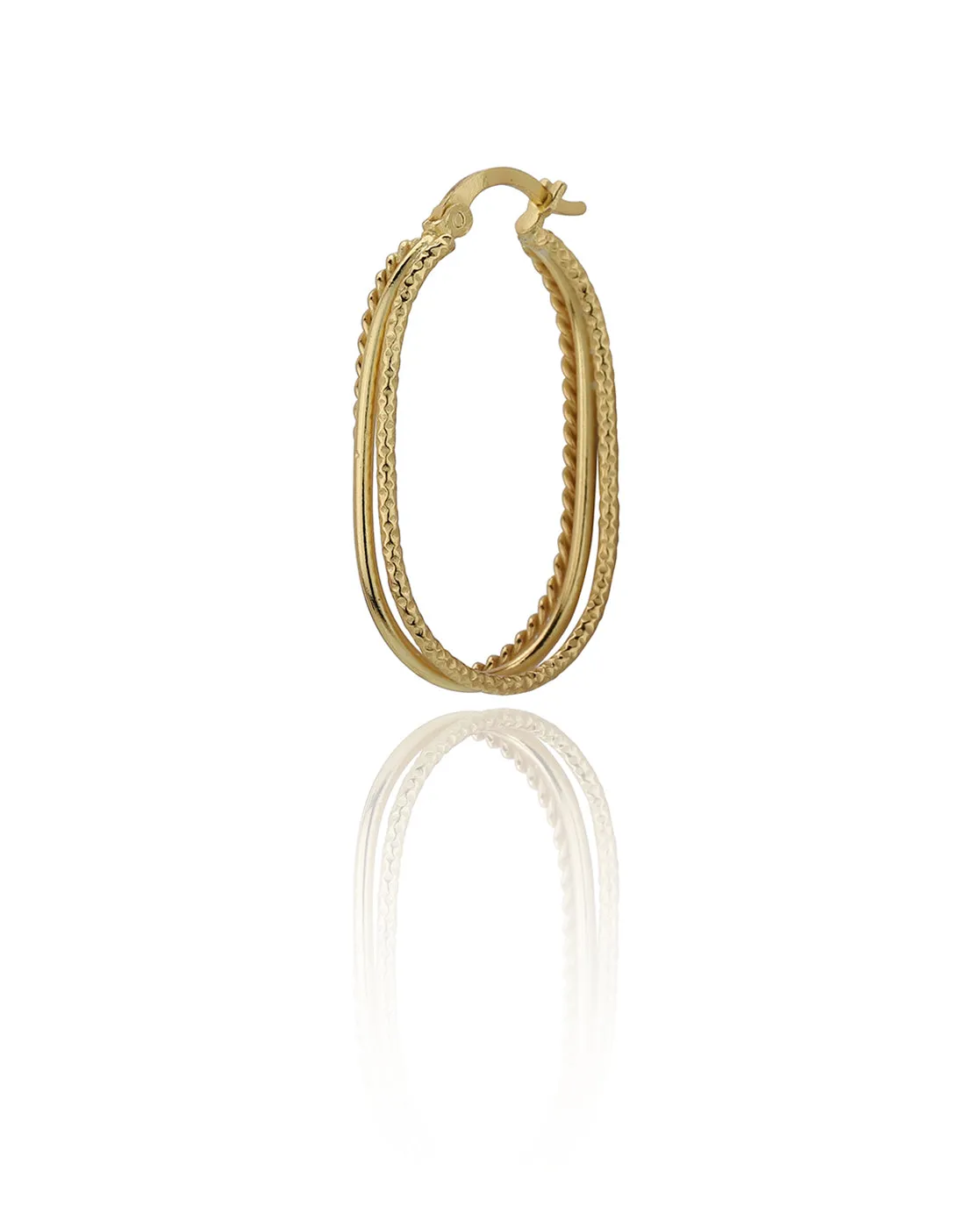 Carlton London Gold Plated Oval Shape Hoop Earrings For Women
