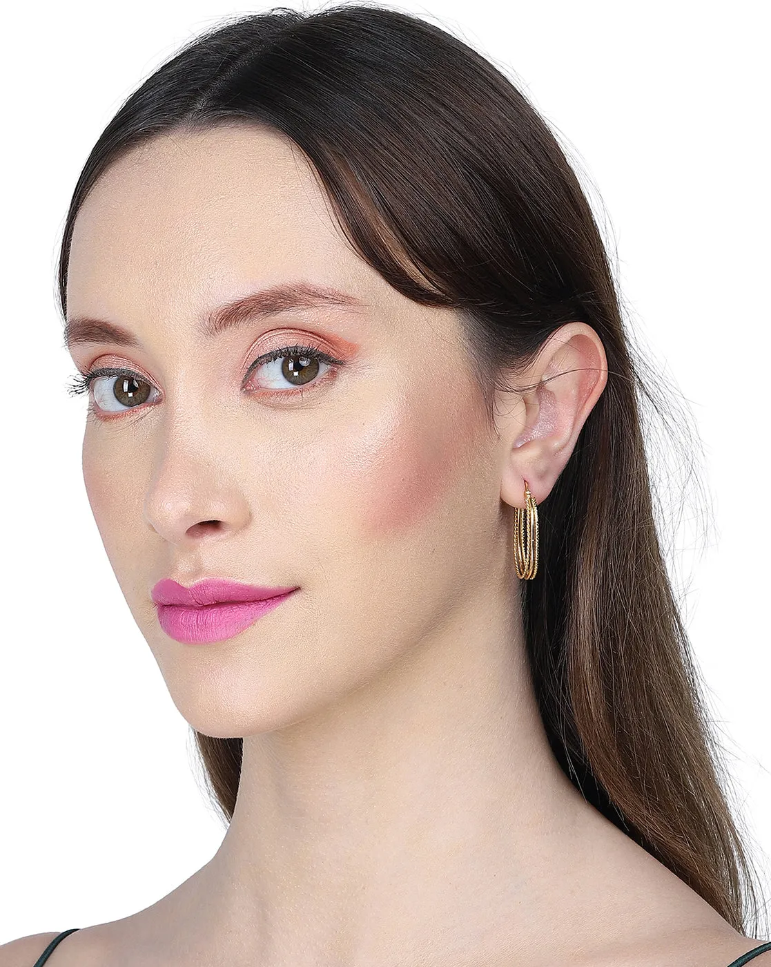 Carlton London Gold Plated Oval Shape Hoop Earrings For Women