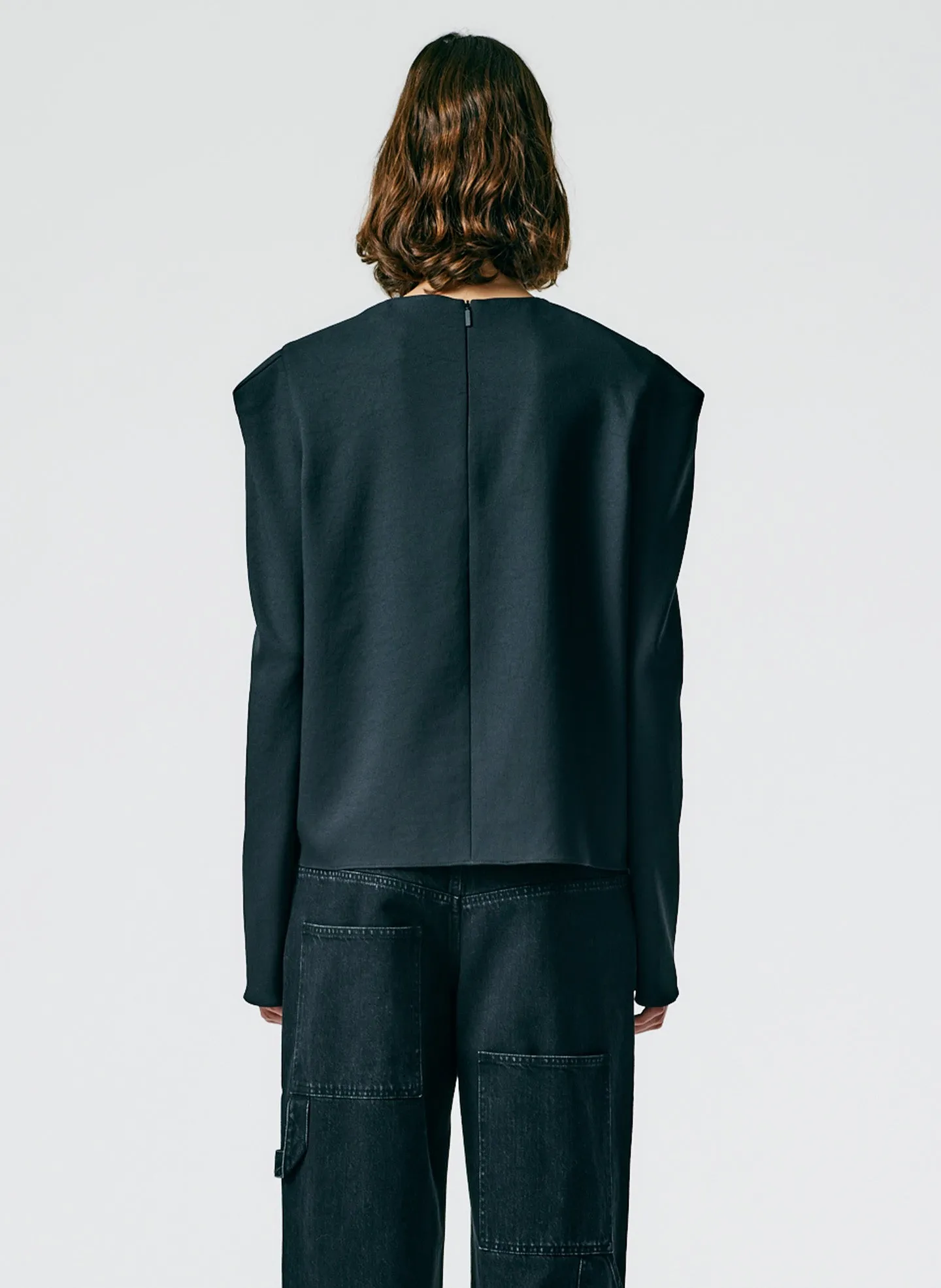 Chalky Drape Square Sleeve Long Sleeve Top