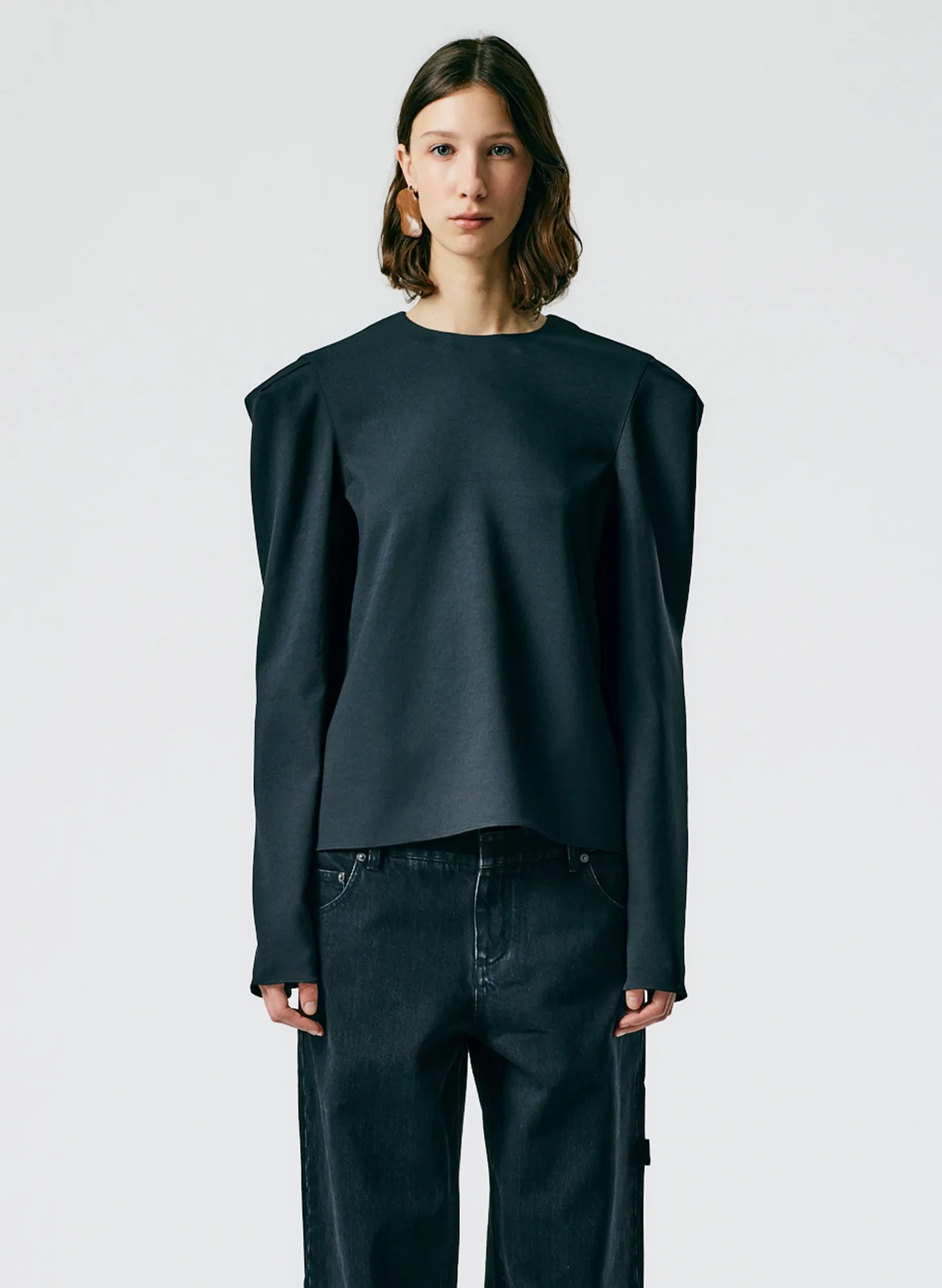 Chalky Drape Square Sleeve Long Sleeve Top
