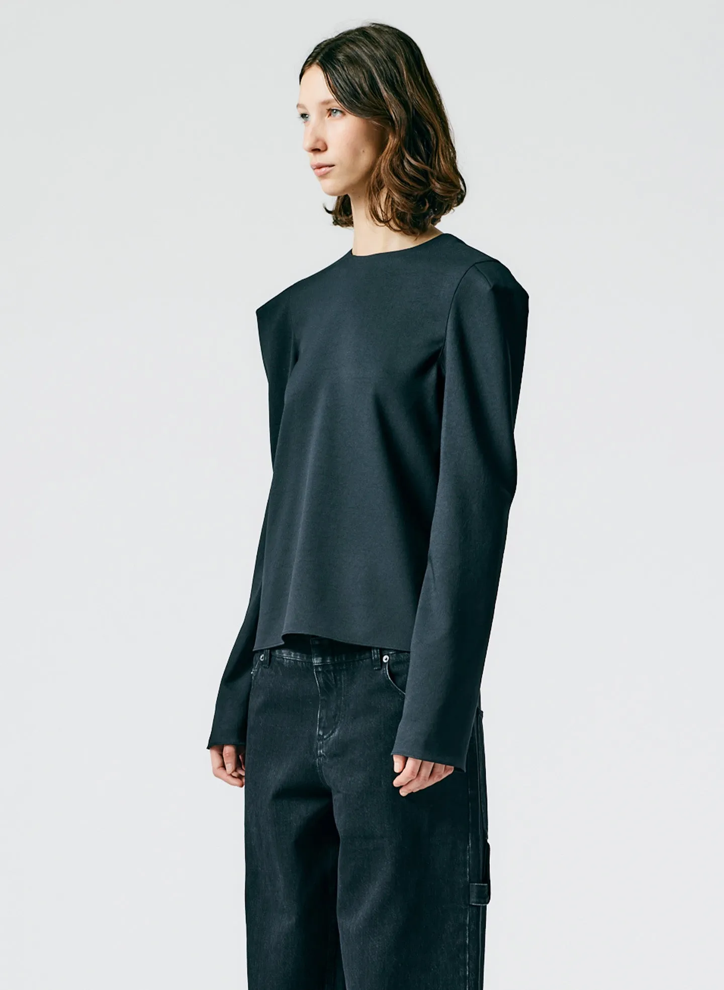 Chalky Drape Square Sleeve Long Sleeve Top