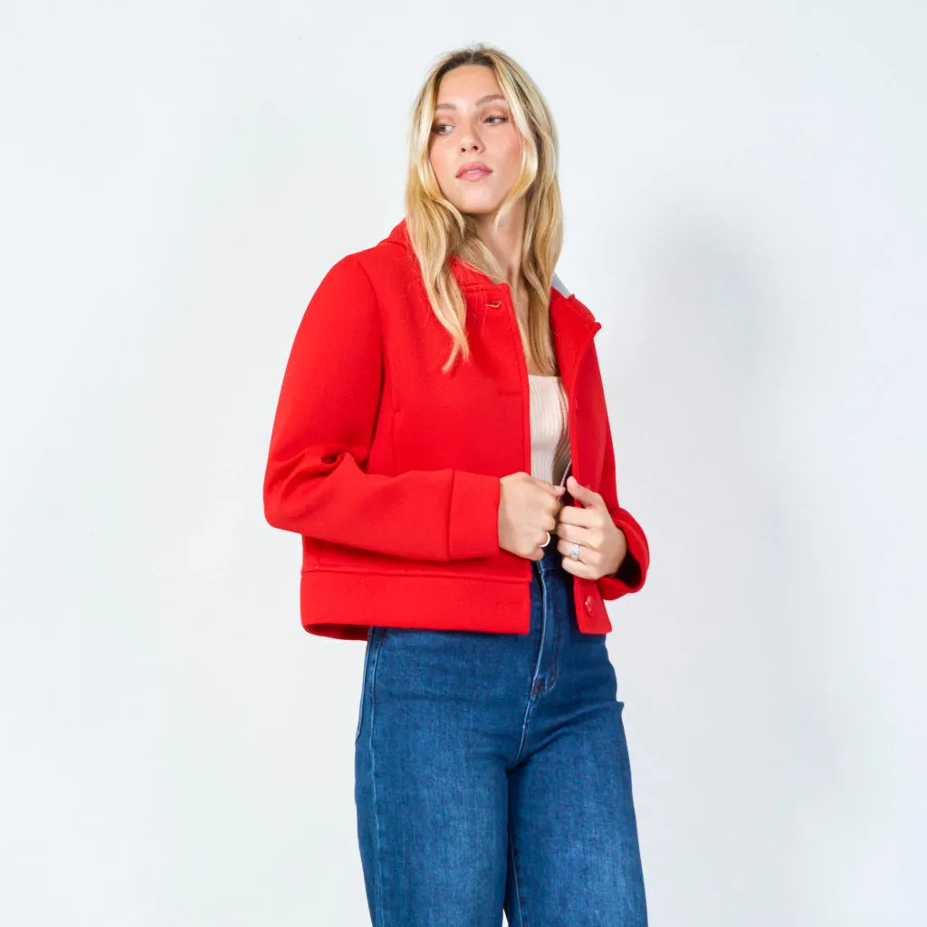 Chic cropped jacket with a unique collar wholesale