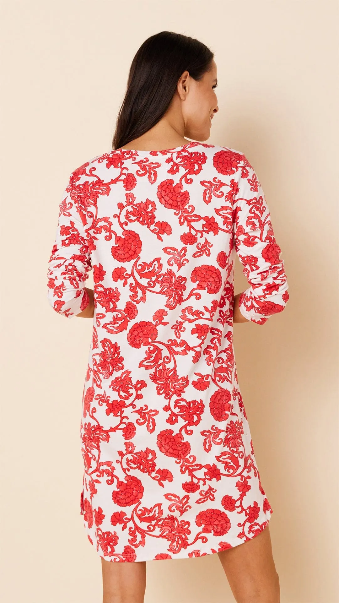Chrysantheme Pima Knit Long-Sleeved Sleep Shirt