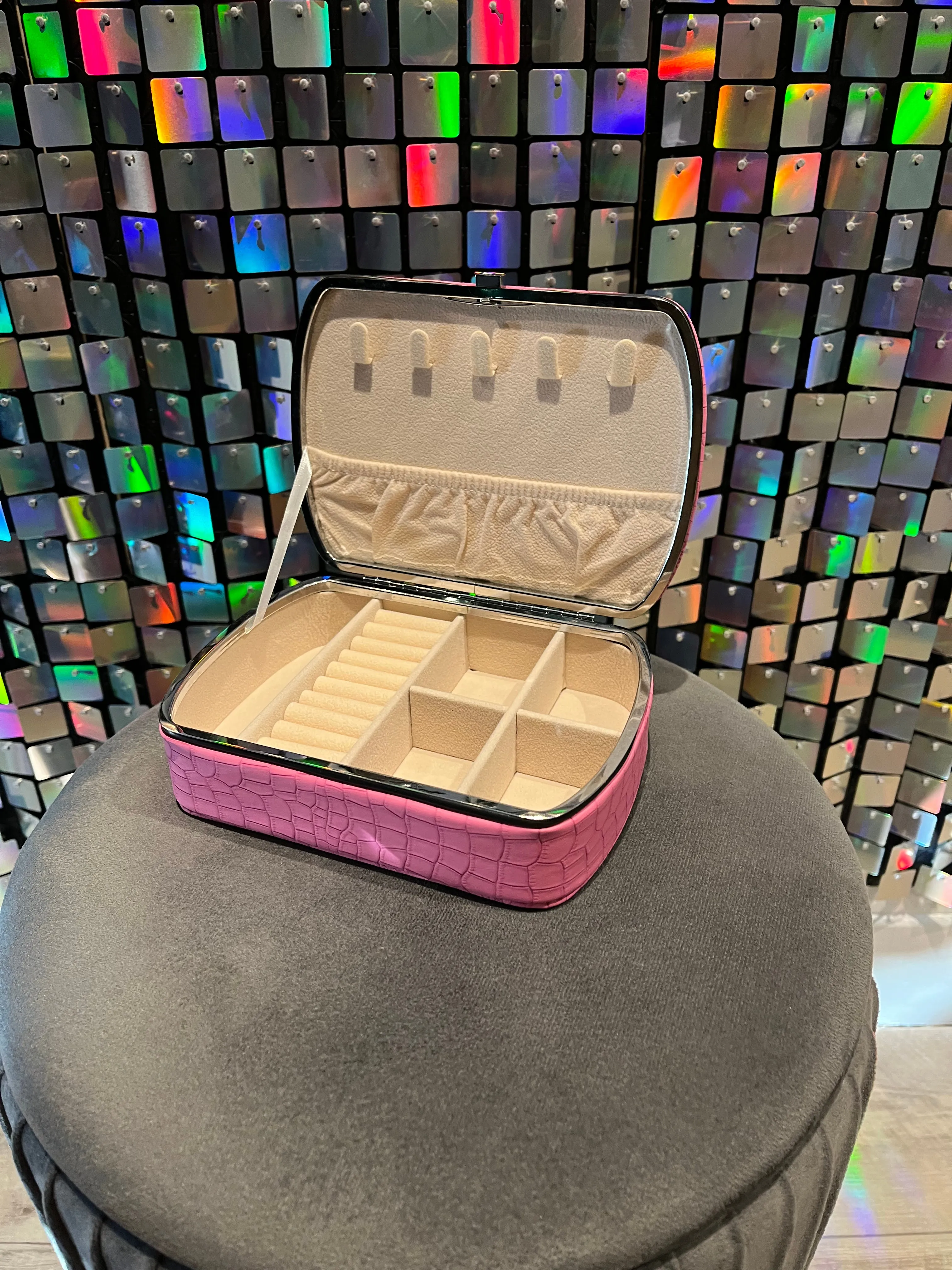 Croc Effect Jewellery Box with heart closure