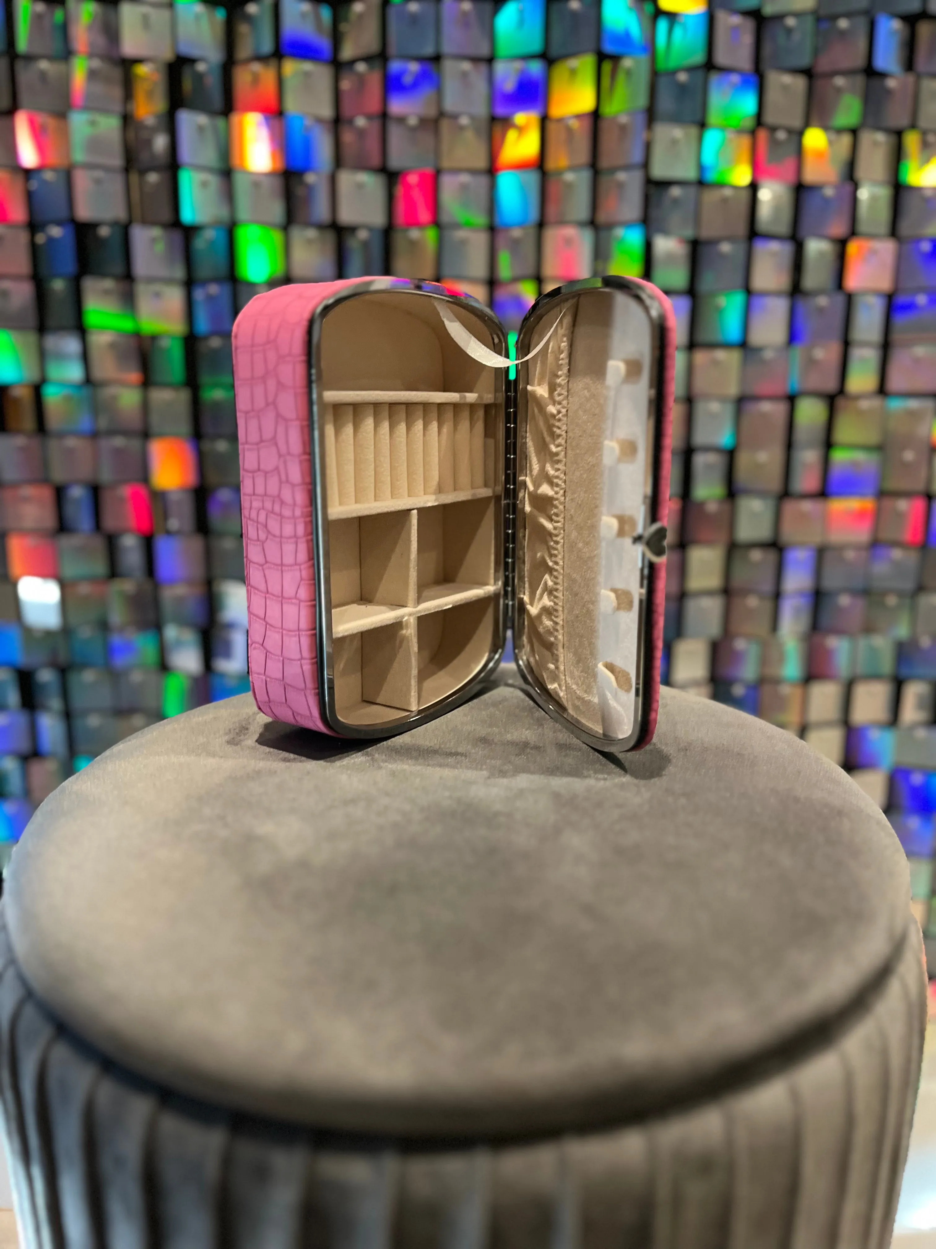 Croc Effect Jewellery Box with heart closure