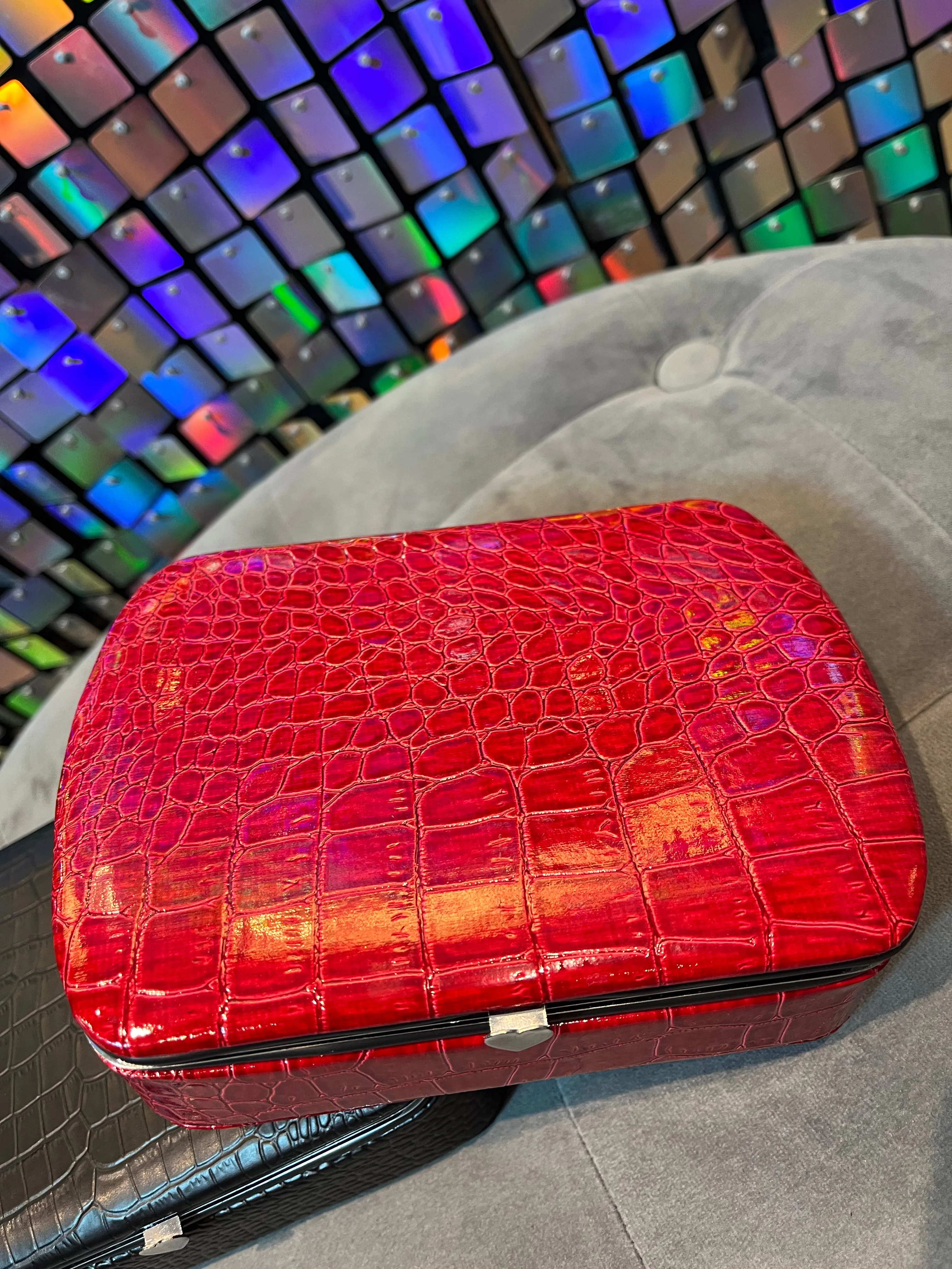 Croc Effect Jewellery Box with heart closure