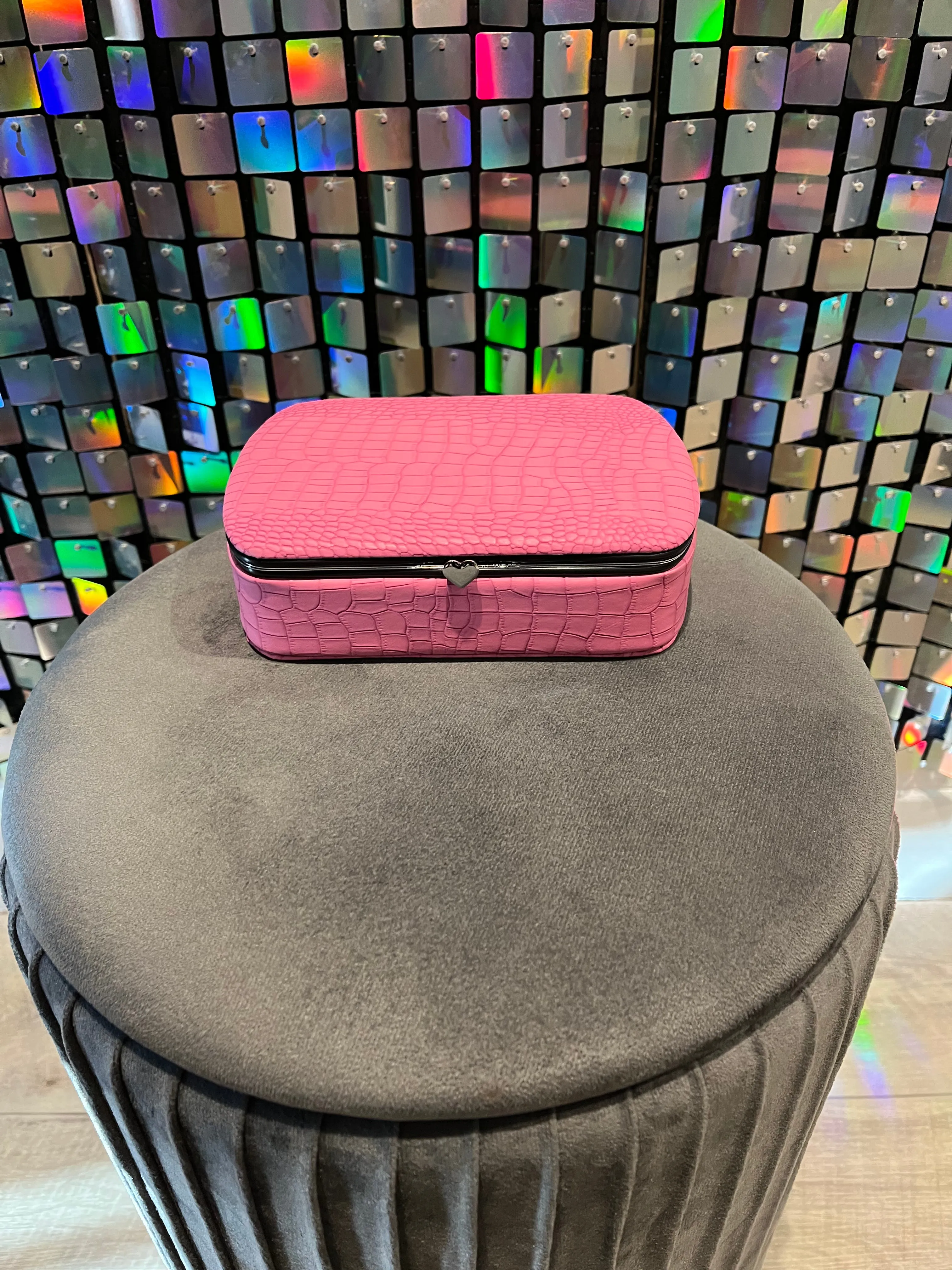 Croc Effect Jewellery Box with heart closure