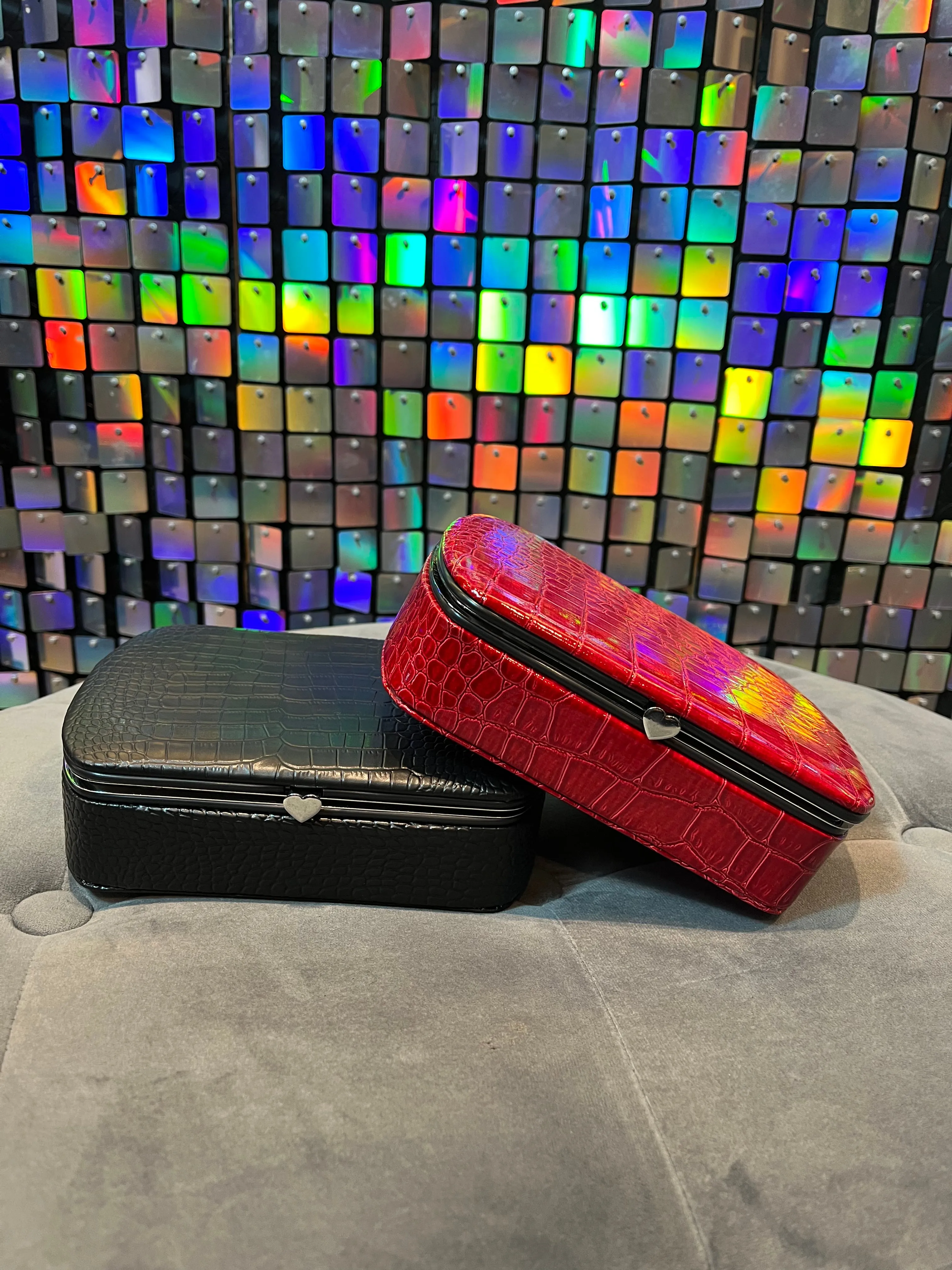 Croc Effect Jewellery Box with heart closure