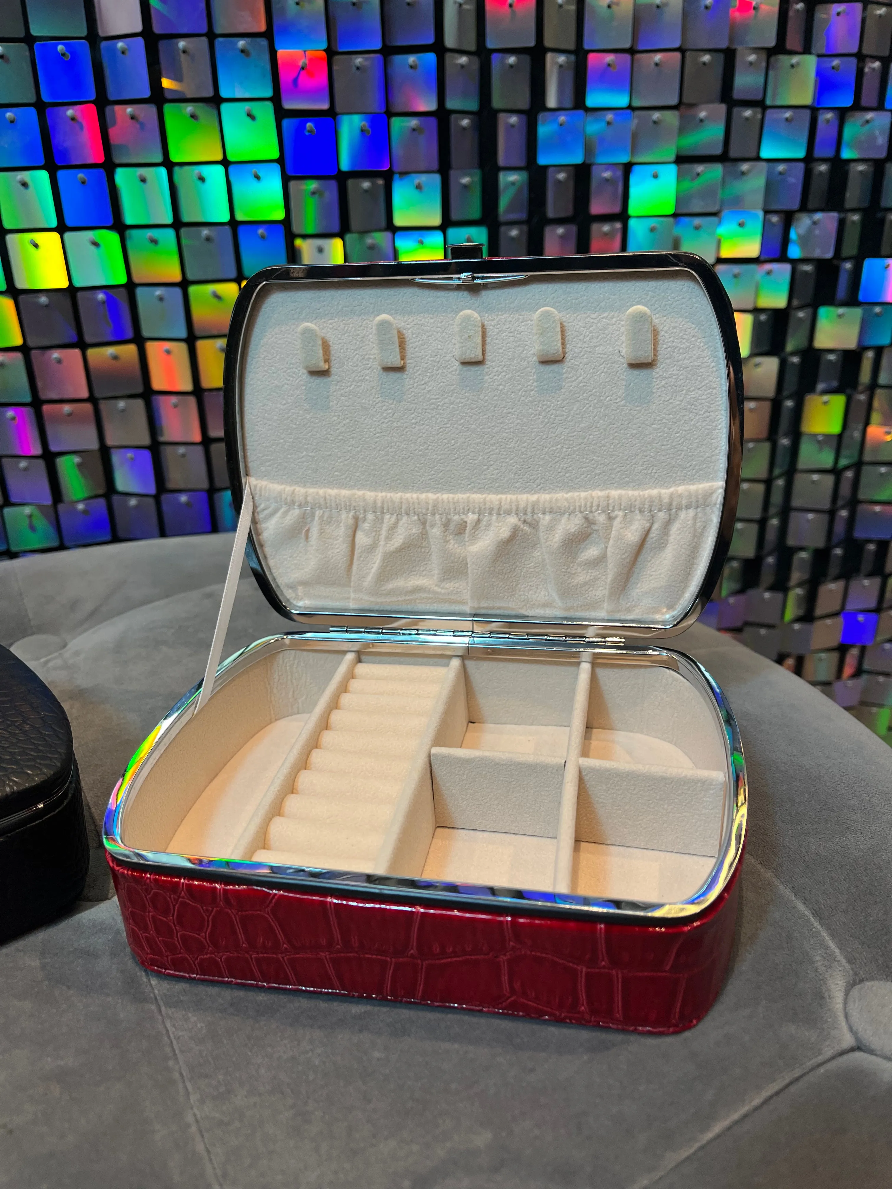 Croc Effect Jewellery Box with heart closure