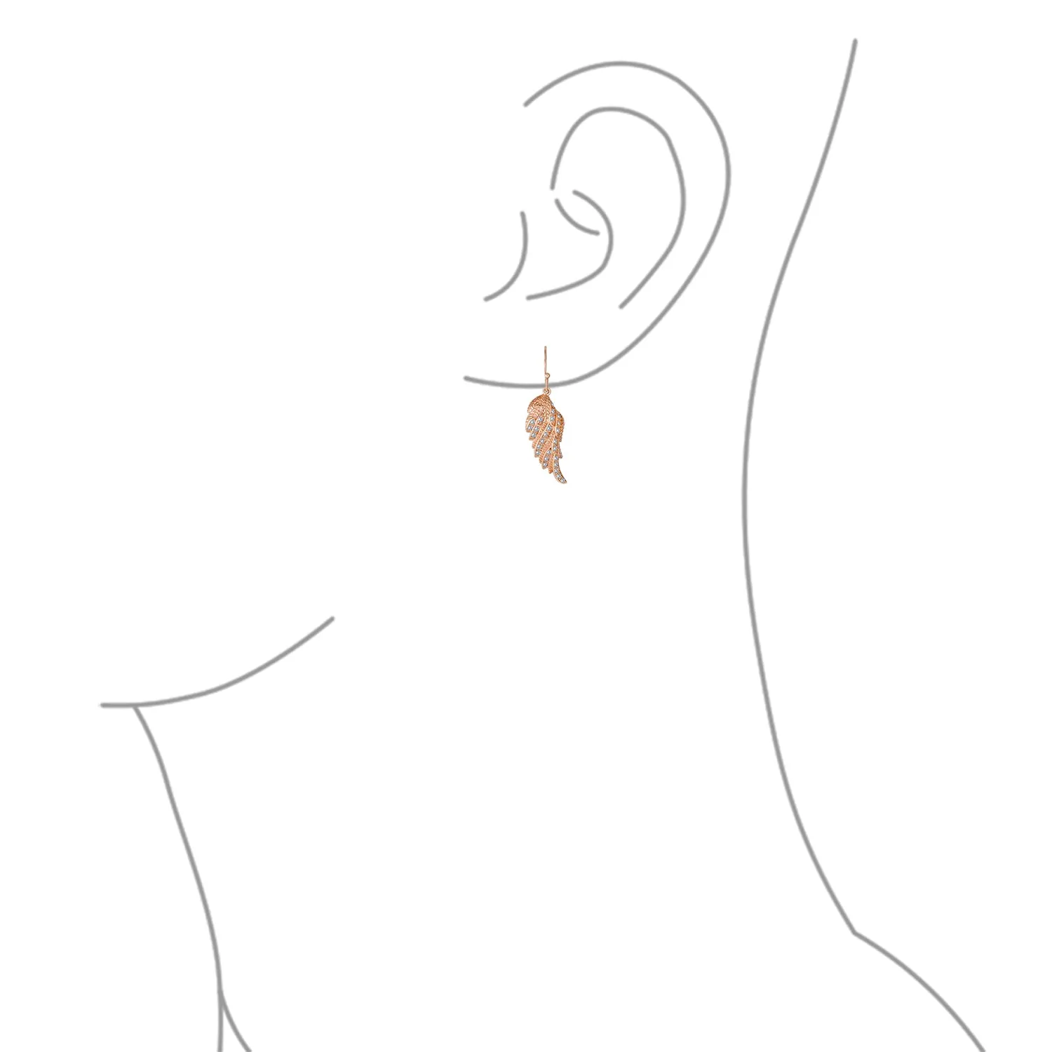 Cubic Zirconia CZ Angel Wing Feather Dangle Earrings Sterling Silver
