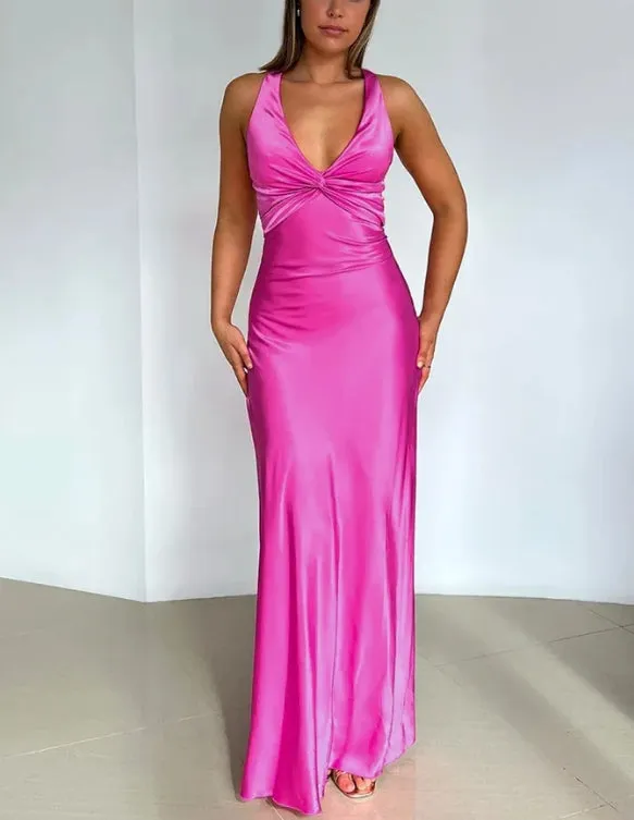 Elegant Prom Dresses V Neck Mermaid Long Prom Dress Satin Evening Party Gowns Formal Dress