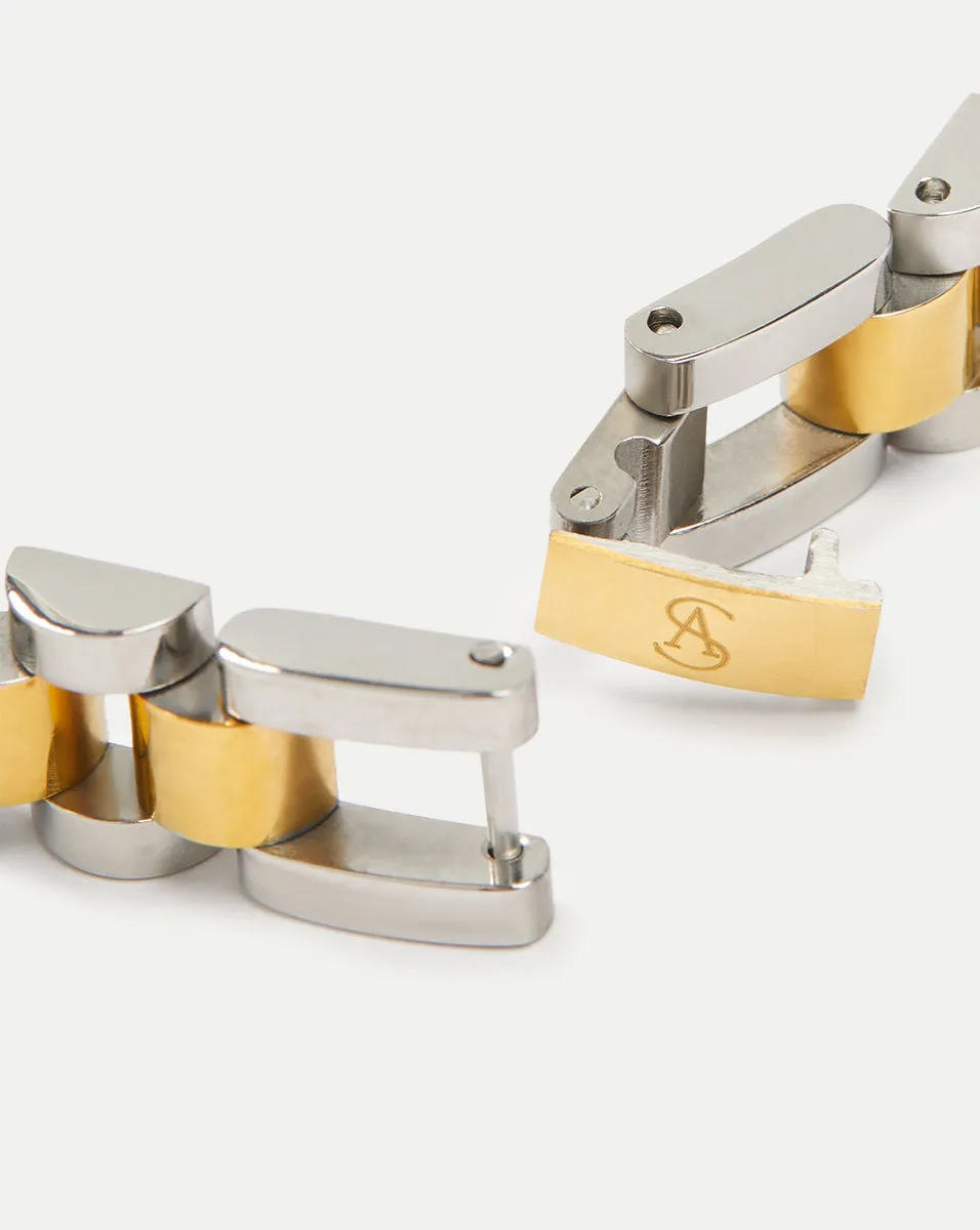 Gold and Silver Watch Band Bracelet