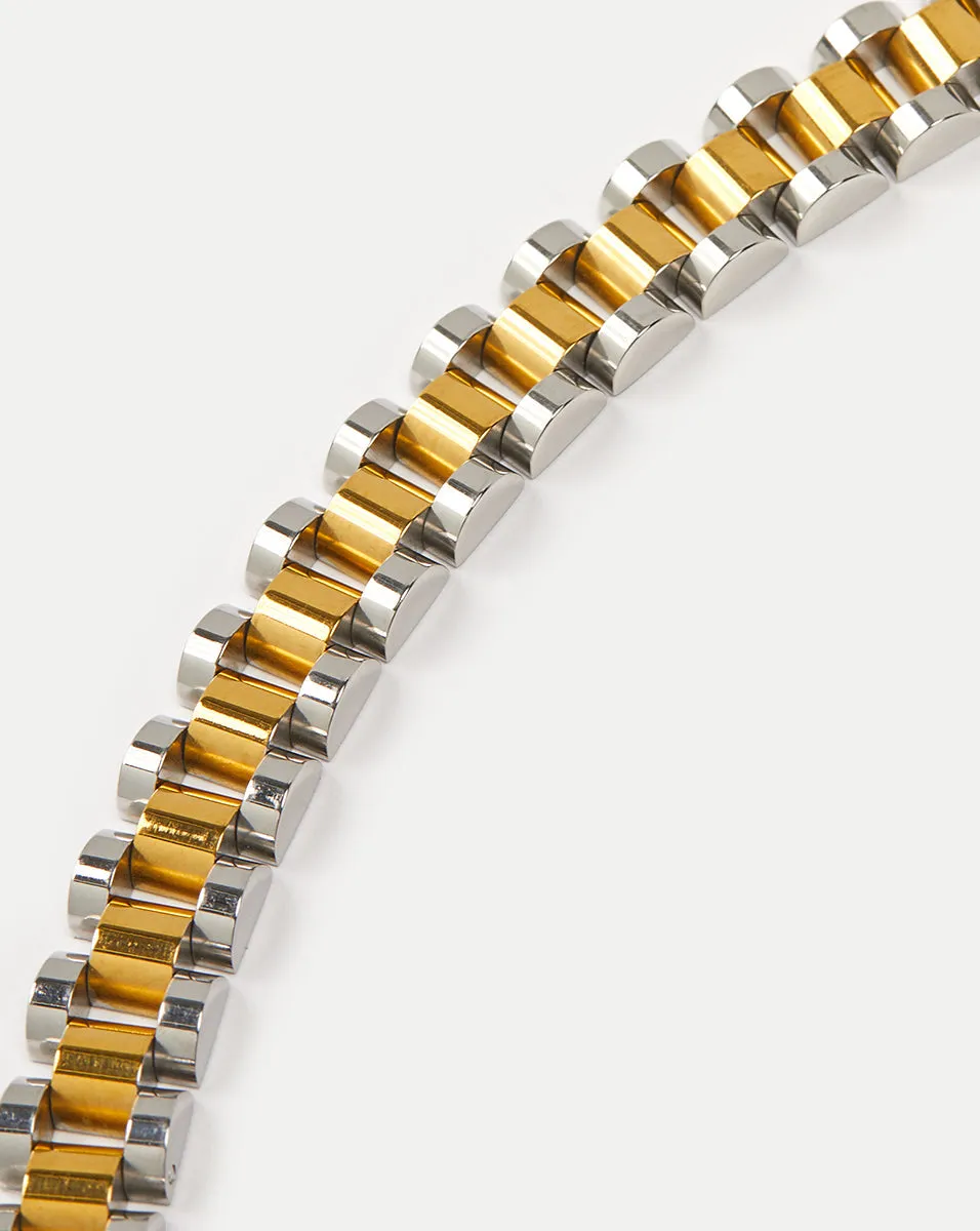 Gold and Silver Watch Band Bracelet