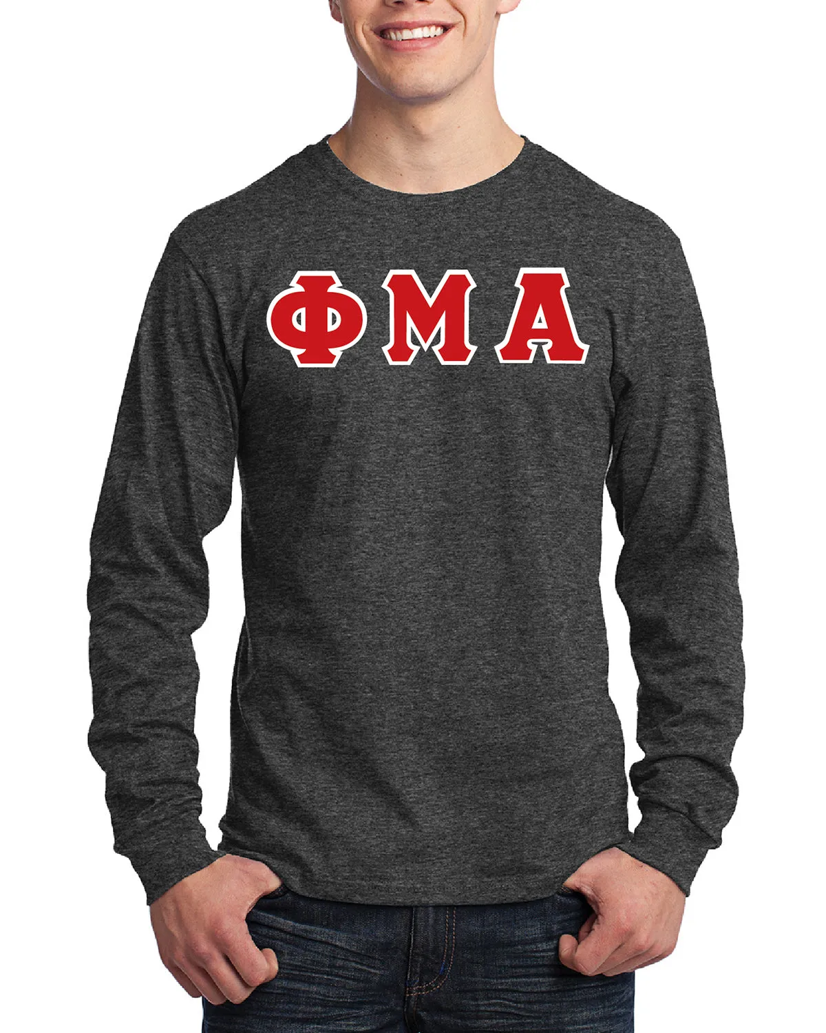 Greek Letter Long Sleeve T-Shirt - Heather Gray