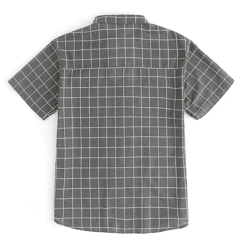 INCERUN NEW Men Tops Plaid Shirts Beach Short Sleeve Social Shirt Dress Fashion Clothes Loose Fit Tropical Vacation Camisa Tee