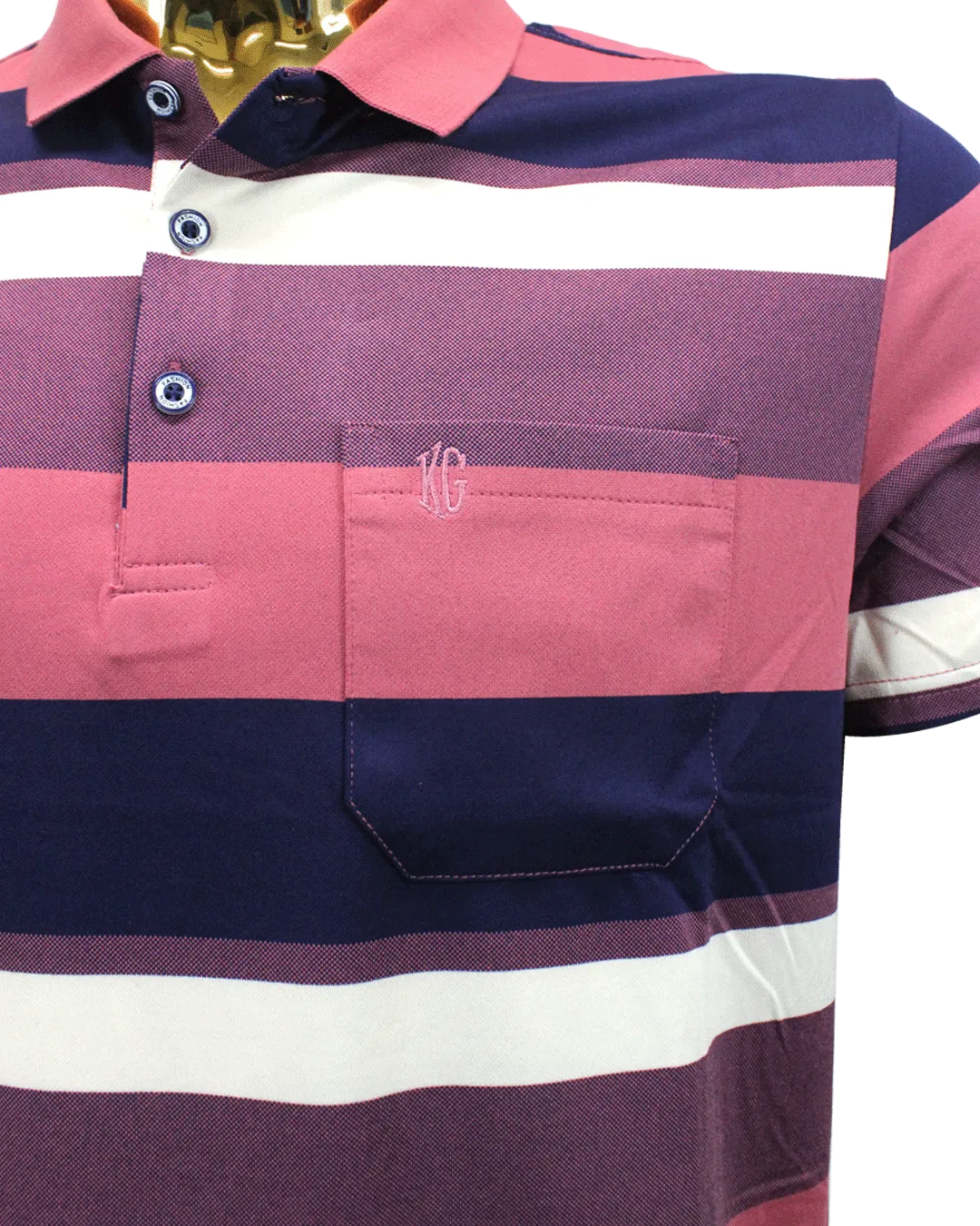 KG Wear Pink S/S Striped Golfer