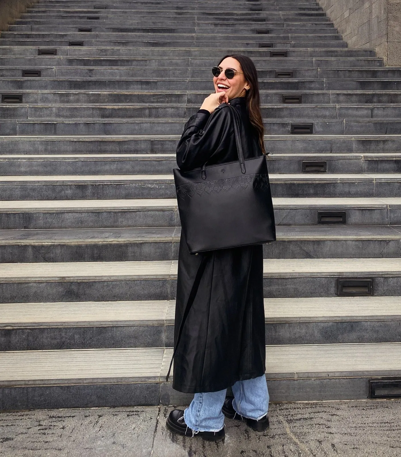 Leather Tote Delhi Black