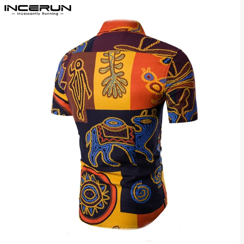 Mens Clothing Men Shirts Dress Short Sleeve Slim Fit Loose Cotton Shirt Casual Button Down Hawaiian Beach Camisas Hombre Summer