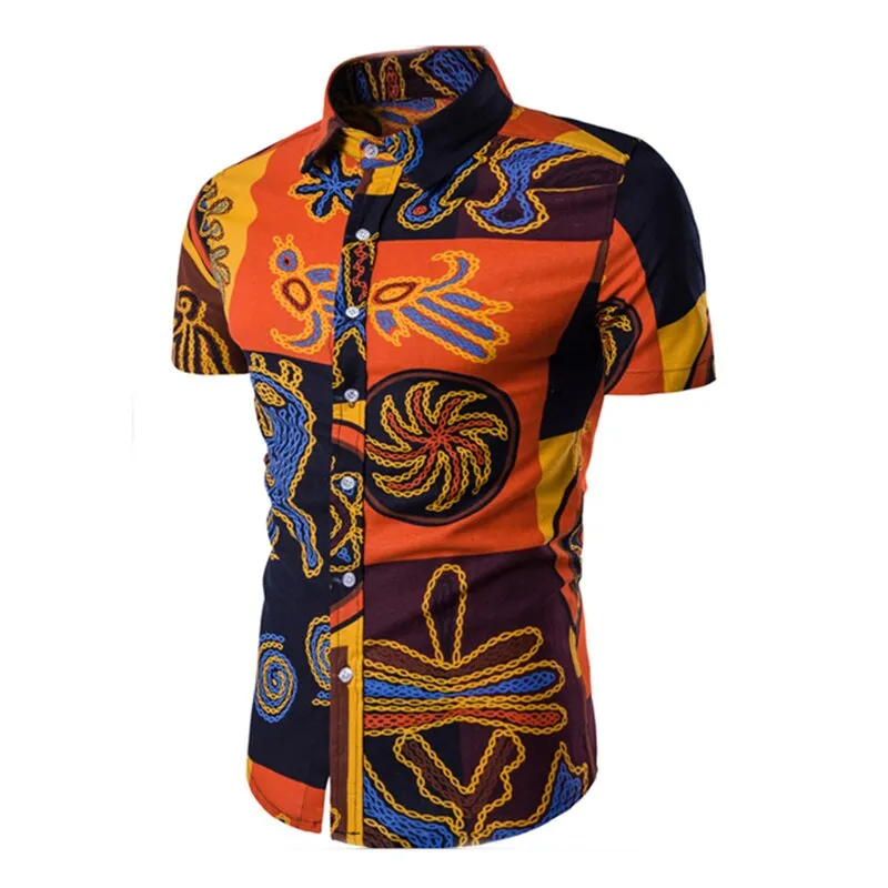 Mens Clothing Men Shirts Dress Short Sleeve Slim Fit Loose Cotton Shirt Casual Button Down Hawaiian Beach Camisas Hombre Summer
