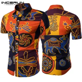 Mens Clothing Men Shirts Dress Short Sleeve Slim Fit Loose Cotton Shirt Casual Button Down Hawaiian Beach Camisas Hombre Summer