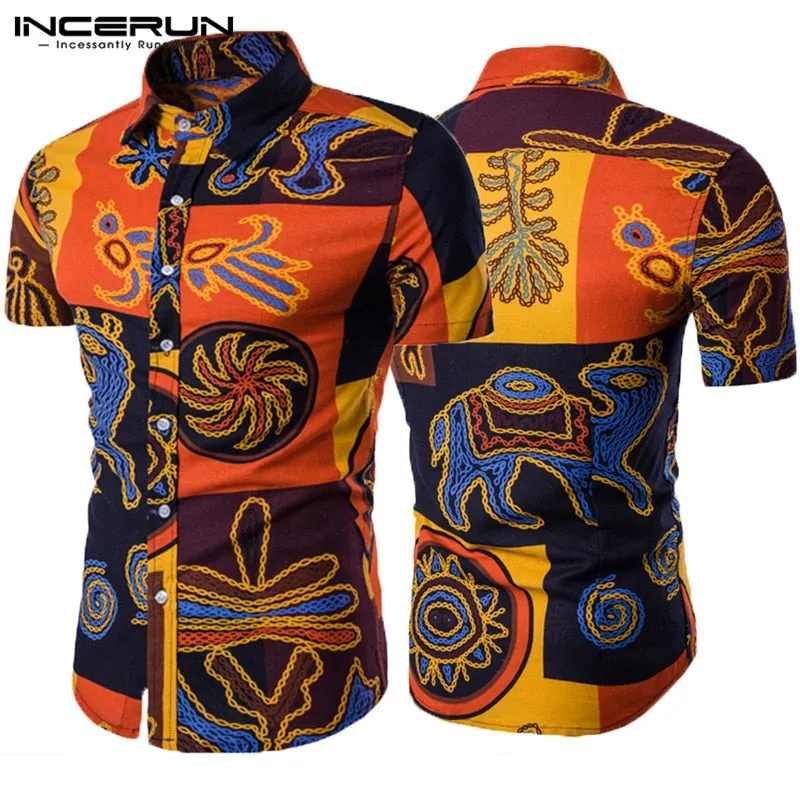 Mens Clothing Men Shirts Dress Short Sleeve Slim Fit Loose Cotton Shirt Casual Button Down Hawaiian Beach Camisas Hombre Summer