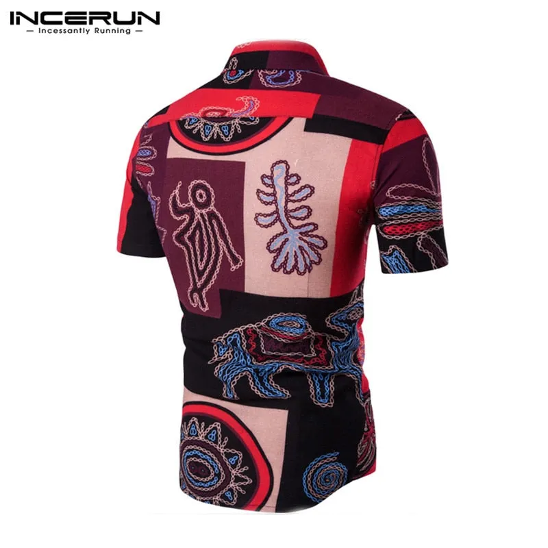 Mens Clothing Men Shirts Dress Short Sleeve Slim Fit Loose Cotton Shirt Casual Button Down Hawaiian Beach Camisas Hombre Summer