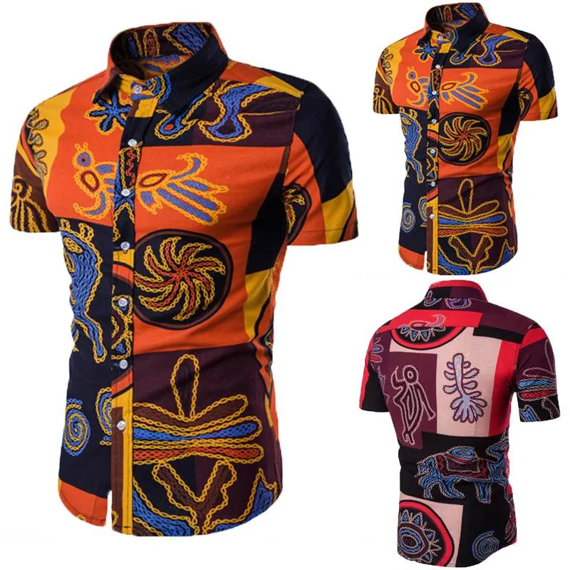 Mens Clothing Men Shirts Dress Short Sleeve Slim Fit Loose Cotton Shirt Casual Button Down Hawaiian Beach Camisas Hombre Summer