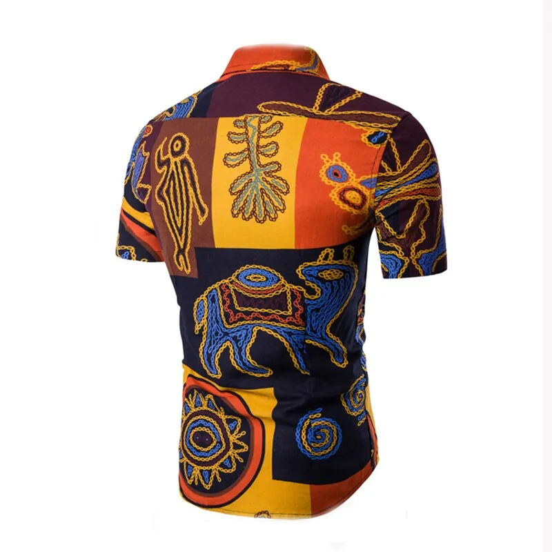 Mens Clothing Men Shirts Dress Short Sleeve Slim Fit Loose Cotton Shirt Casual Button Down Hawaiian Beach Camisas Hombre Summer