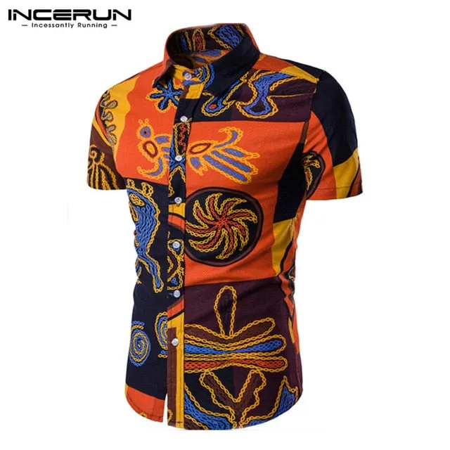 Mens Clothing Men Shirts Dress Short Sleeve Slim Fit Loose Cotton Shirt Casual Button Down Hawaiian Beach Camisas Hombre Summer