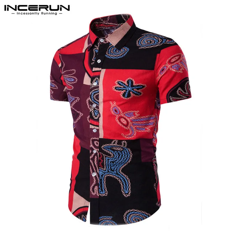 Mens Clothing Men Shirts Dress Short Sleeve Slim Fit Loose Cotton Shirt Casual Button Down Hawaiian Beach Camisas Hombre Summer