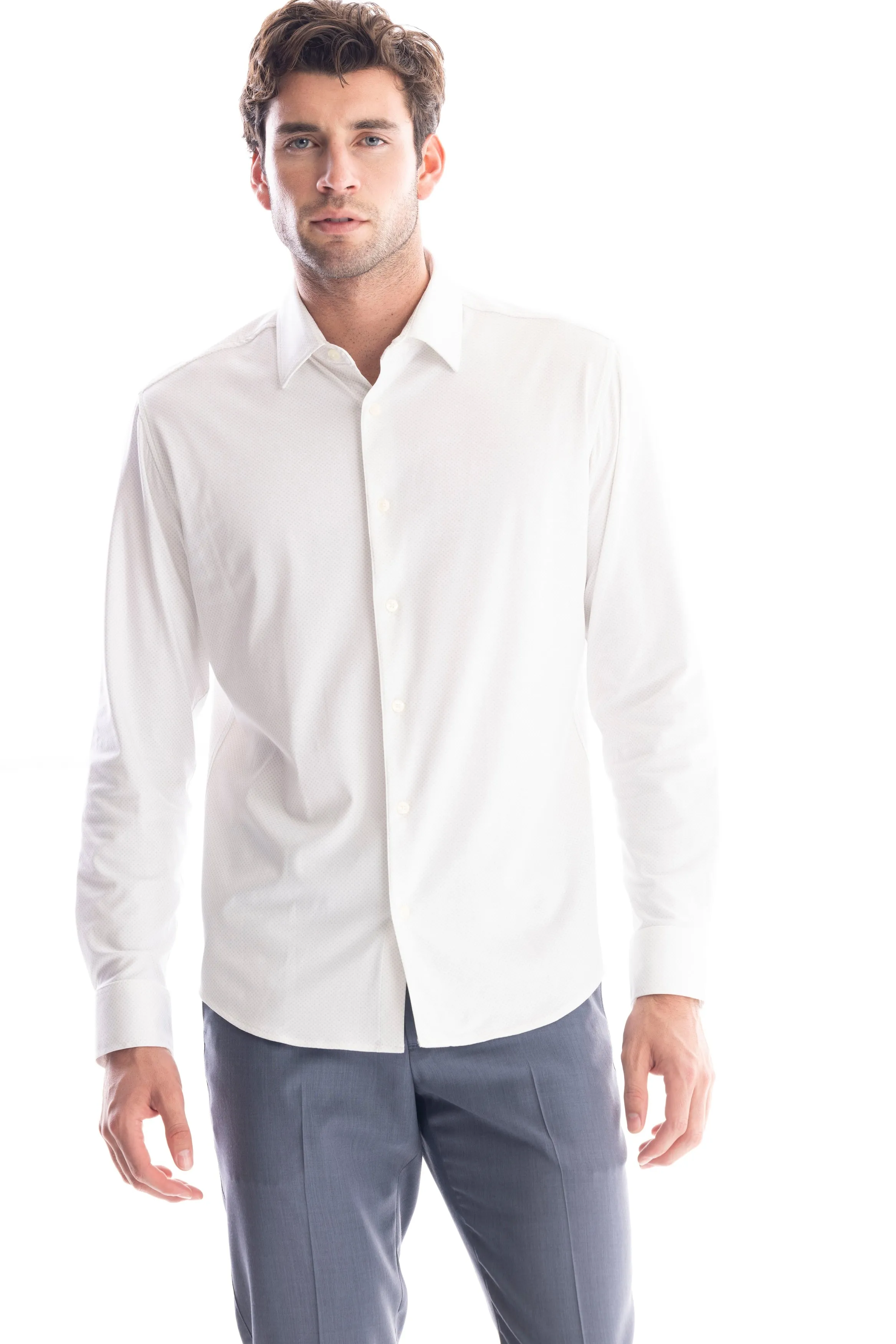 Micro Dot Jersey Printed Dress Shirt