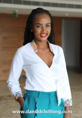 Office White Shirt with Animal Print