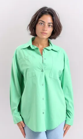 R206085 - Long Sleeve Solid Shirt with Front Pockets - Seafoam