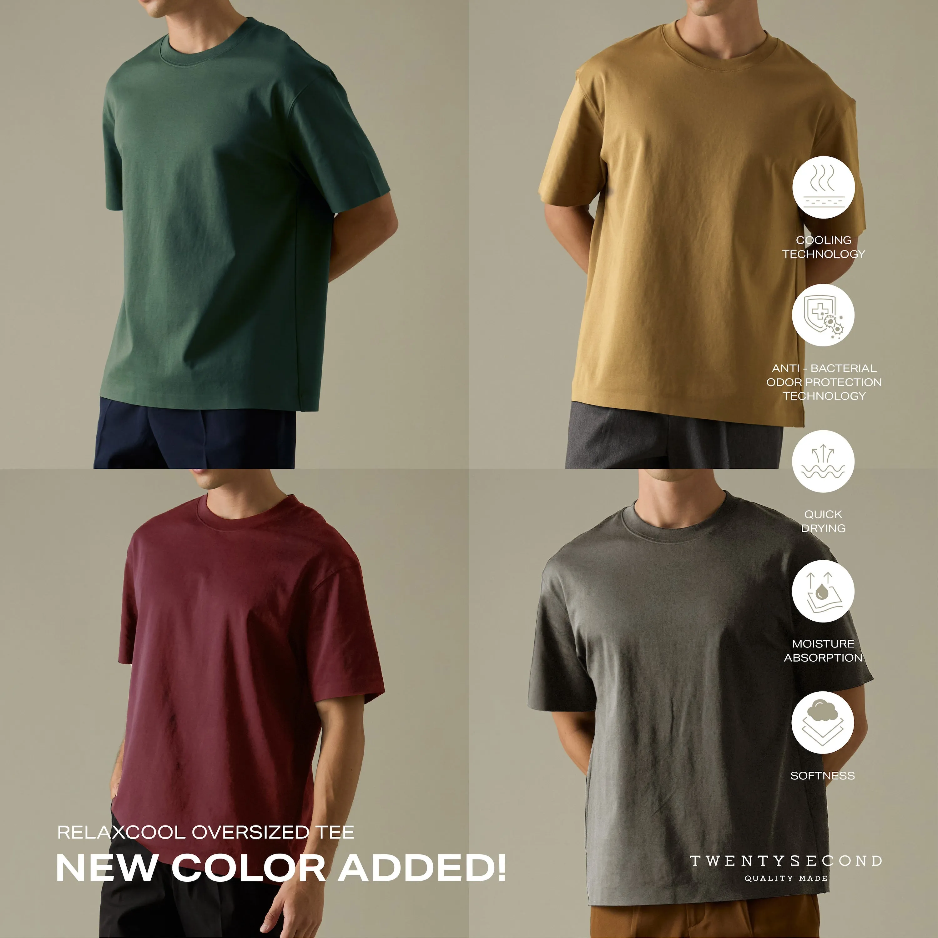RELAXCOOL SEAMLESS OVERSIZED TEE - GREEN