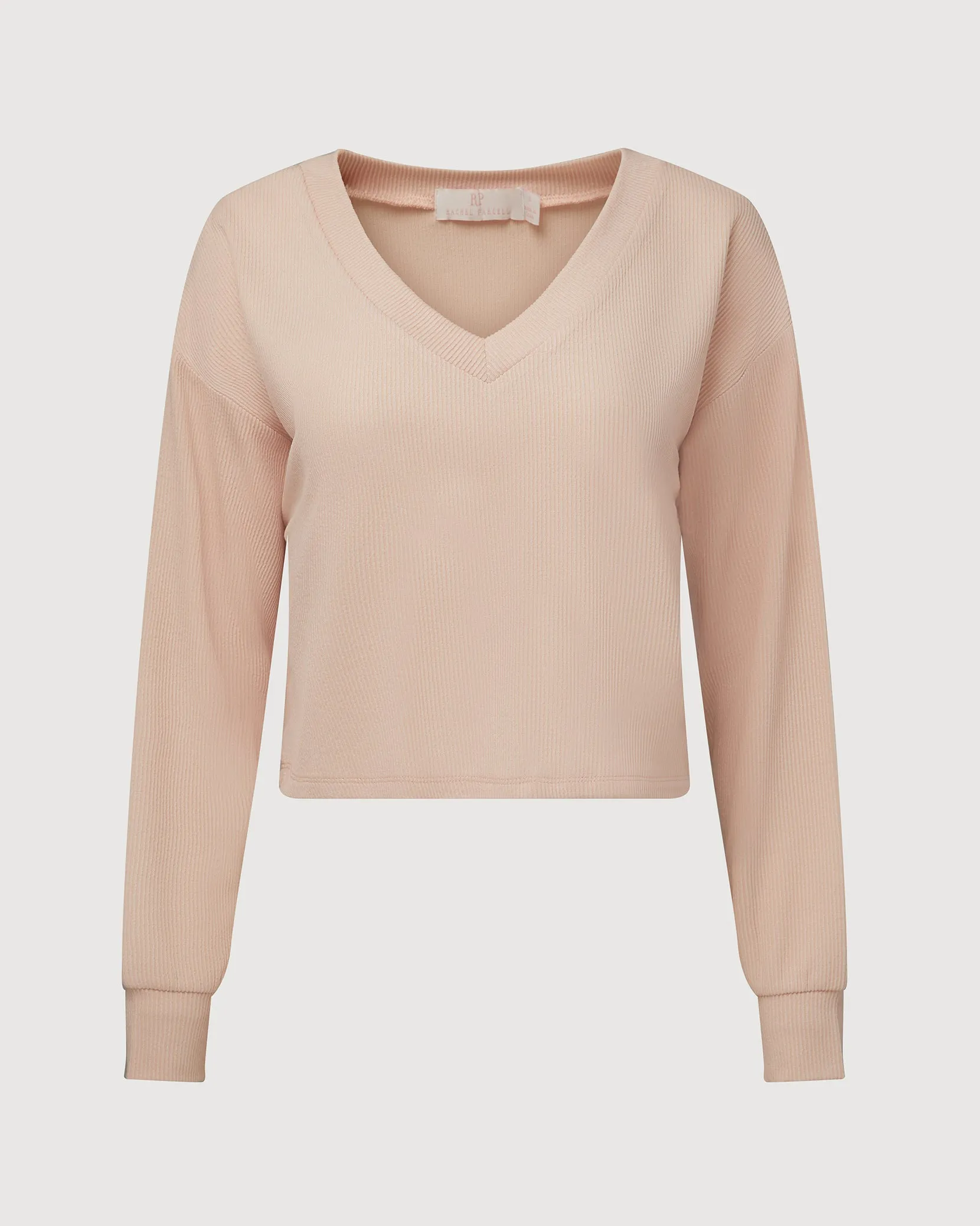 Ribbed V-neck Pull Over Top