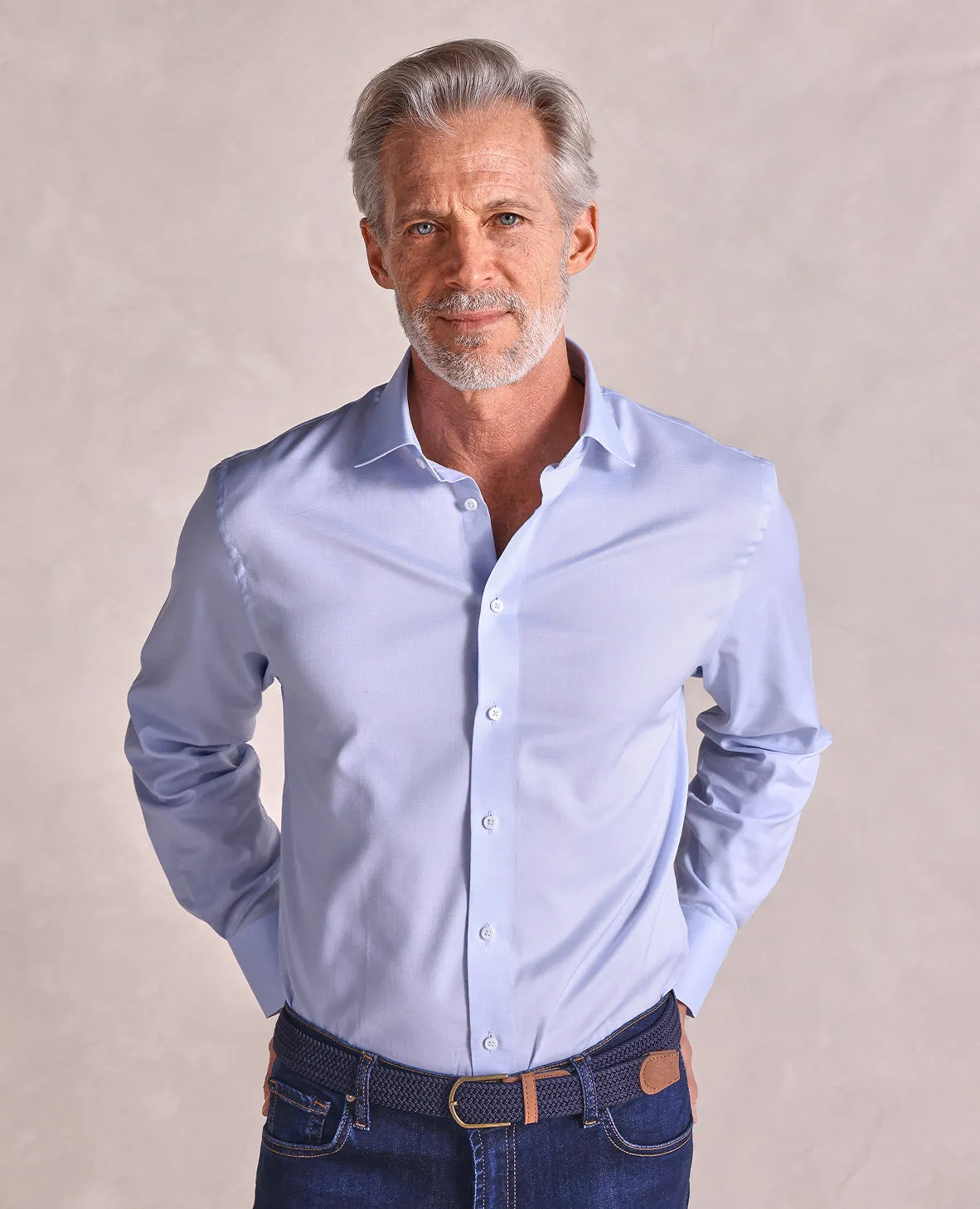 The Brookes - End-On-End Dress Shirt - White/Blue