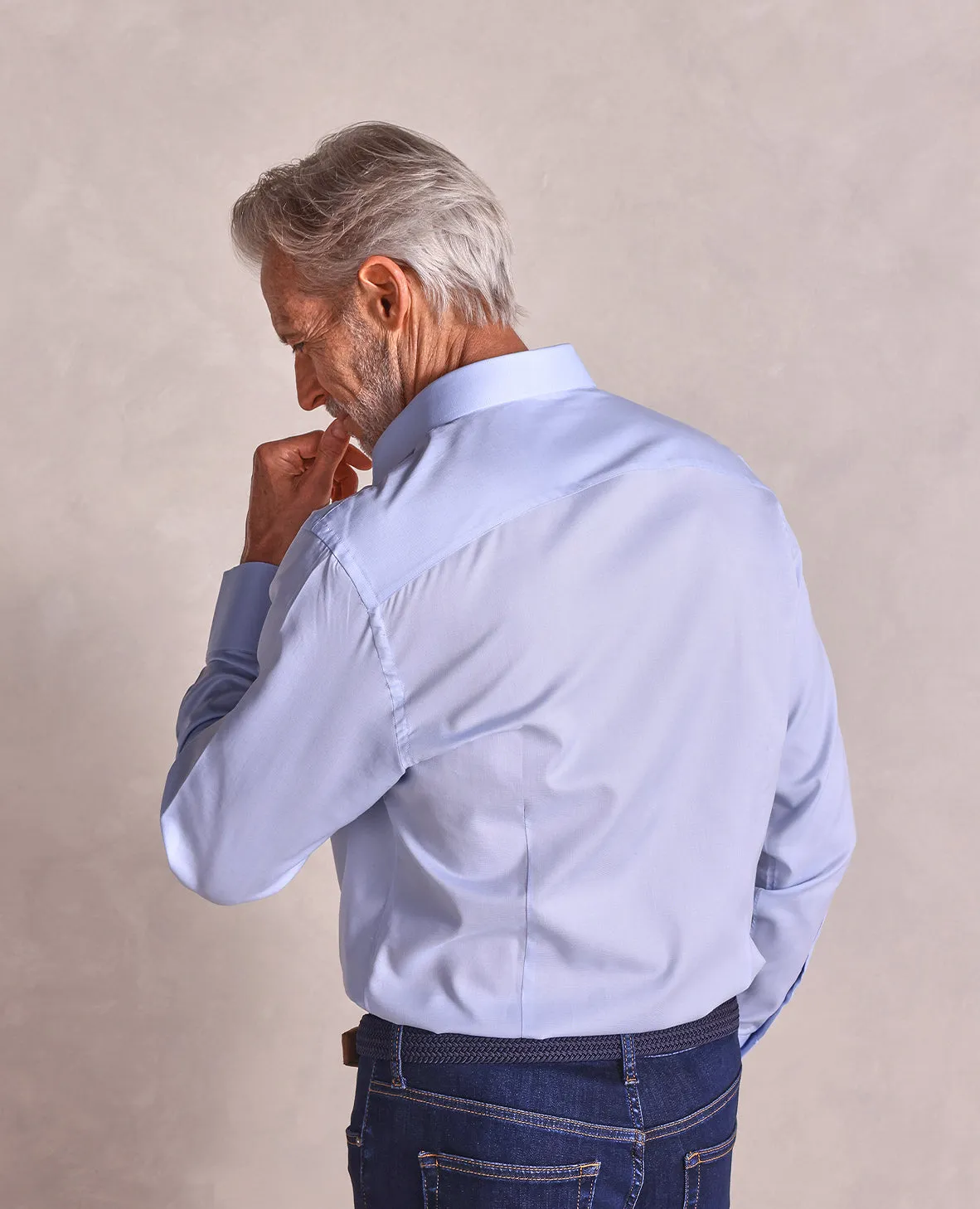 The Brookes - End-On-End Dress Shirt - White/Blue