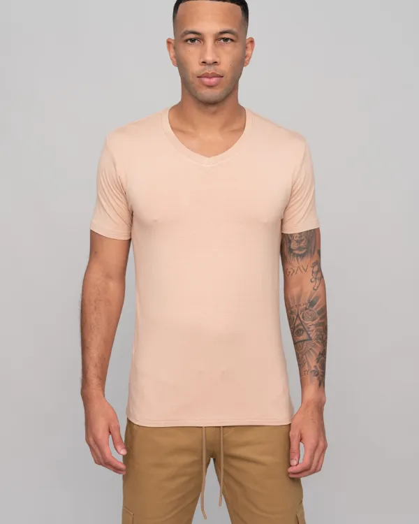 The ESNTL Camel V-Neck Tee