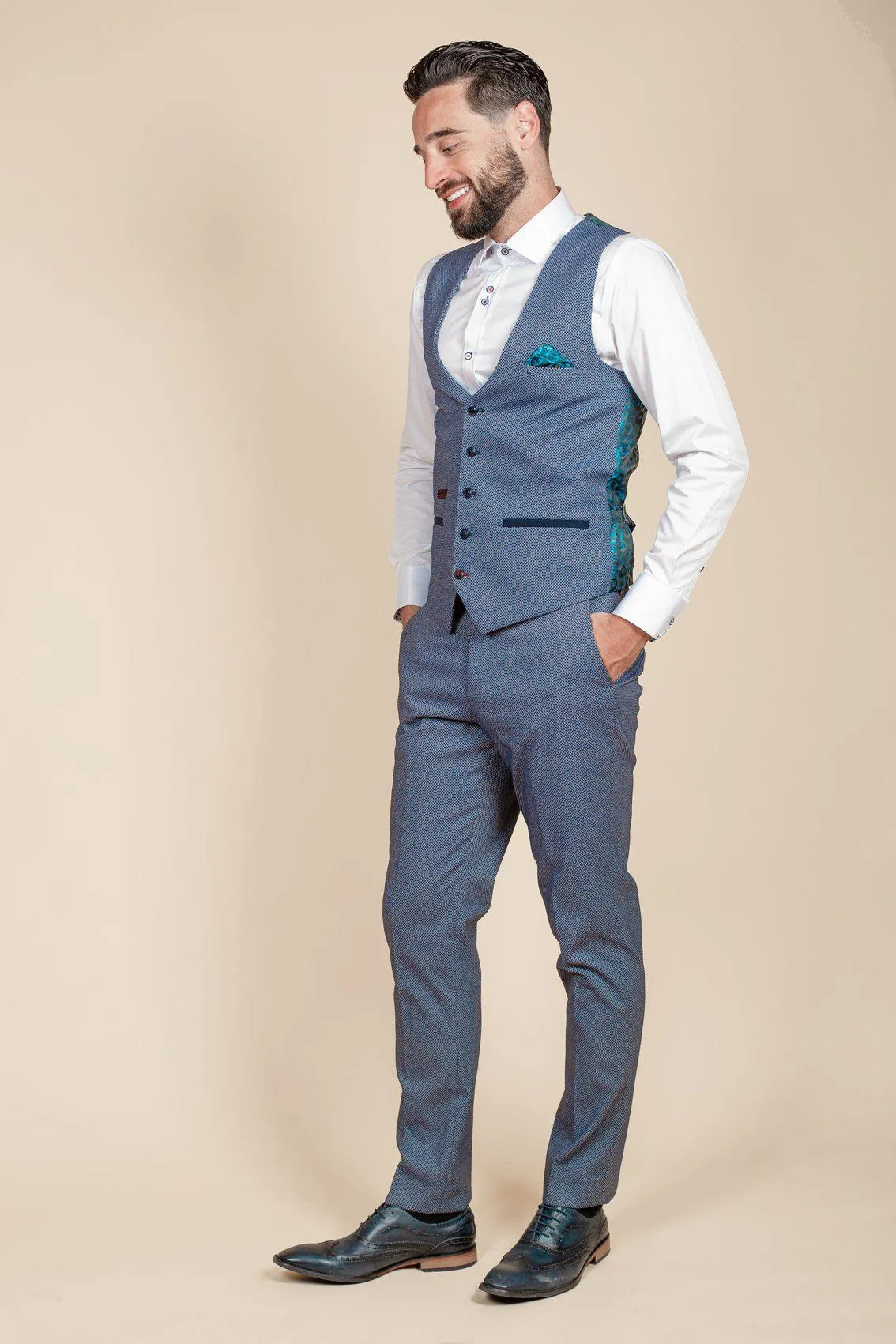 WILSON - Blue Birdseye Waistcoat